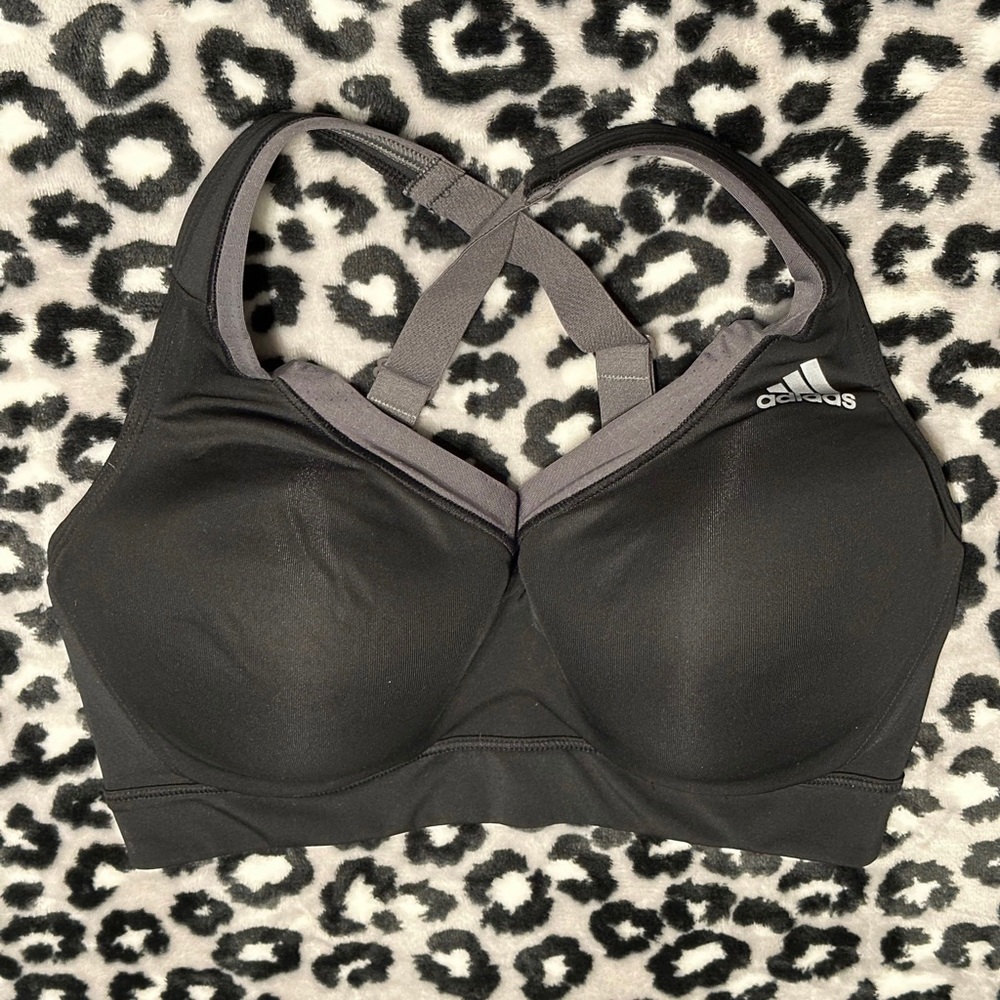 Adidas 34D Black & Gray Cross-back Adjustable Straps Sports Bra - Picture 2 of 11